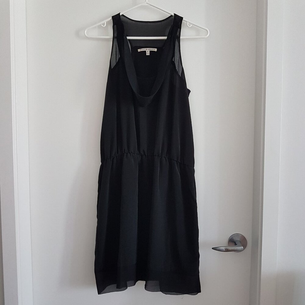 2/$20🛍Collective Concepts Black Cowl Neck Chiffon Dress Elastic Waist Size M